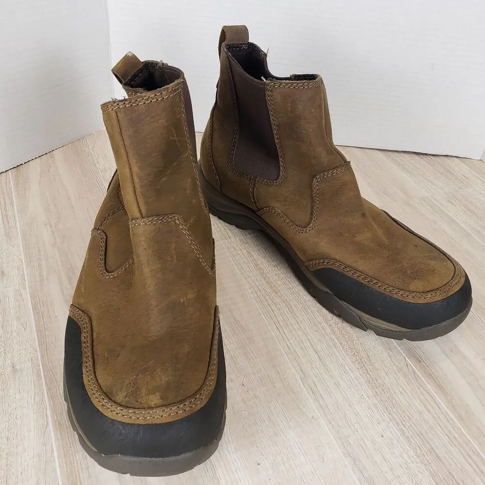 The North Face Men's Brown Leather Hiking Boots Work Size 12 slip on